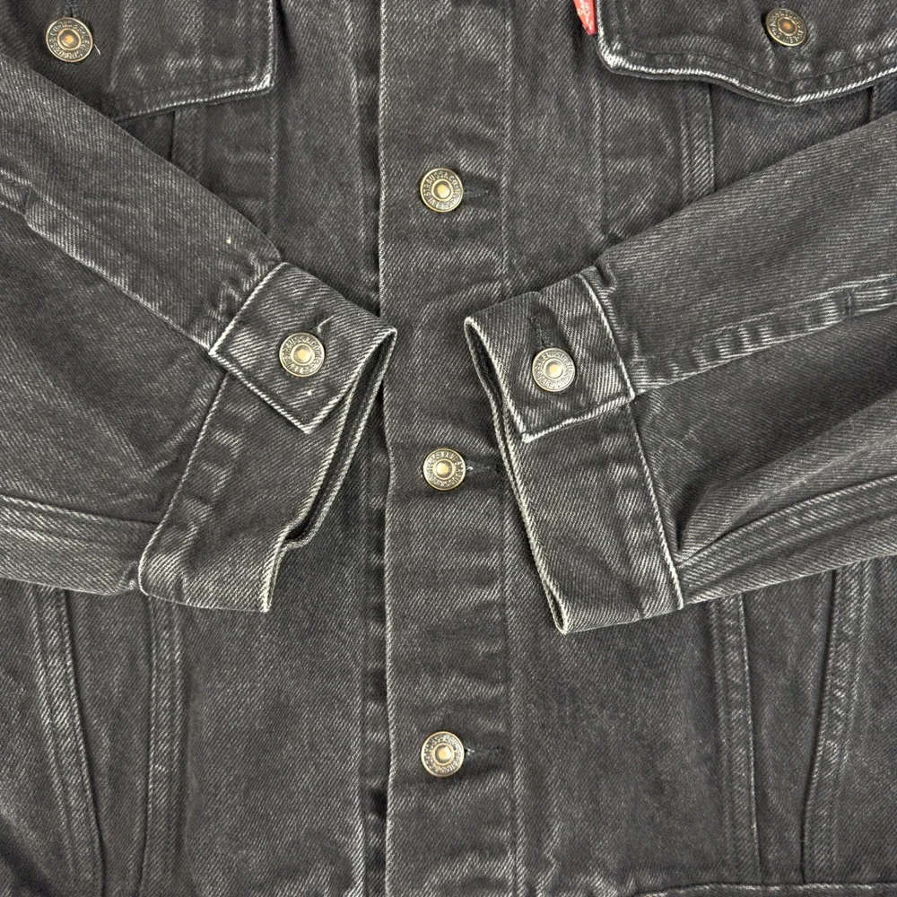 Vtg Levi's 70598 Trucker Jacket Men's XL Black Denim 90s Faded Wash‎